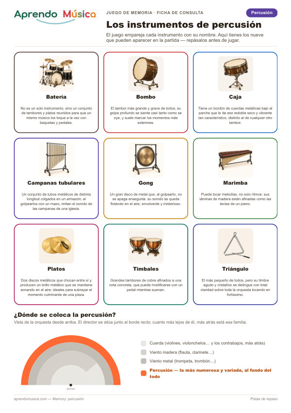 Nueva ficha de consulta: Instrumentos de percusión