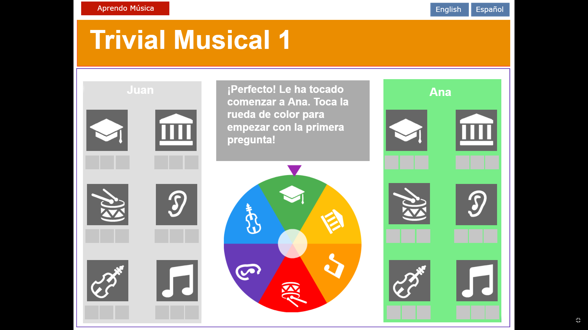 Trivial Musical a pantalla completa, sin menú ni publicidad